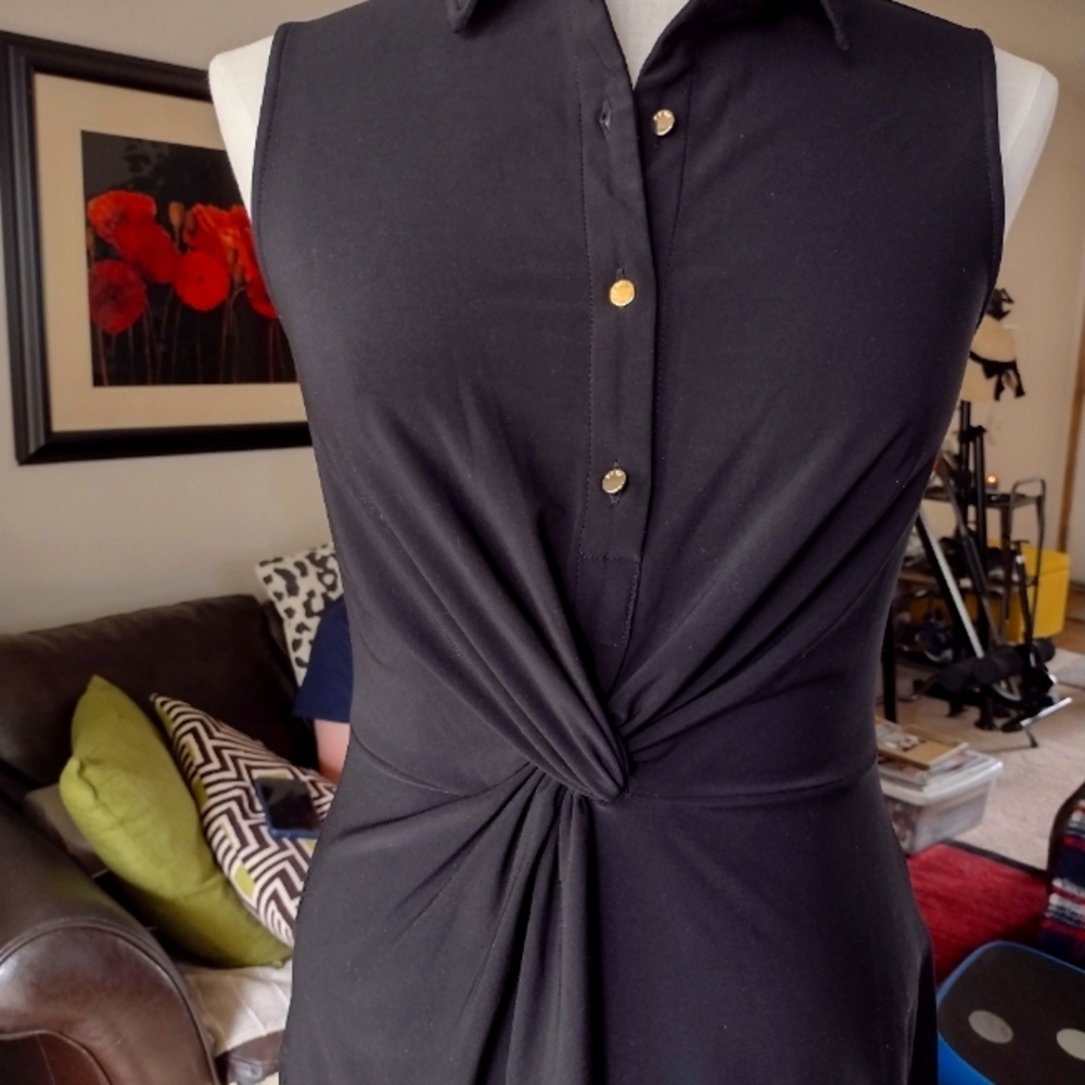 DKNY collared knot front sleeveless top sz xs